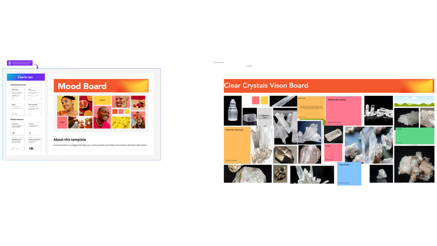 clear crystals white board vision board