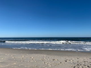 Crane Picture, Ocean picture, beautiful day at the beach, Footprints on the beach, waves Ocean Front, North Carolina pictures