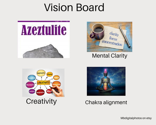 Use this Azeztulite vision board-For cosmic evolution.Manifest creativity, align your chakras get mental clarity.