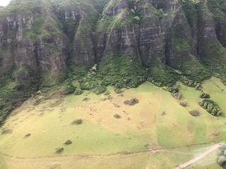 Hawaii beach surrounded by mountains.